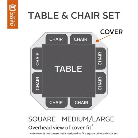 Classic Accessories Ravenna Medium Square Table/Chair Cover, 88"x88" 55-710-015101-EC