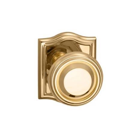 OMNIA Passage 565 Knob Arched Rose, 2-3/4" Backset and T Strike Bright Brass 565AR/234T.PA3
