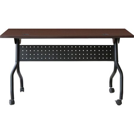 Lorell Rectangle Lorell Mahogany Flip Top Training Table, 23.6 X 48 X 29.5, Melamine Top, Mahogany LLR59518