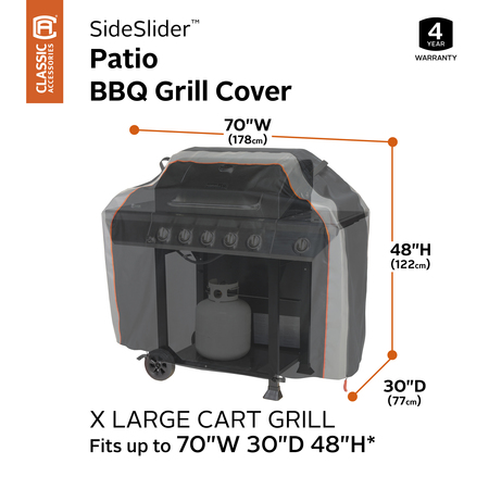 Classic Accessories Sideslide Heavy Duty Barbecue Grill Cover, 70"W x 30"D x 48"H 56-276-051001-EC