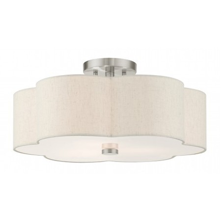 LIVEX LIGHTING Brushed Nickel Semi Flush, 3 Light 58064-91