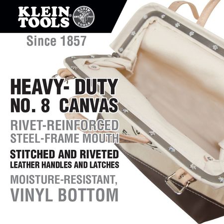 Klein Tools Bag/Tote, Tool Bag, Brown, Canvas, 1 Pockets 5102-18