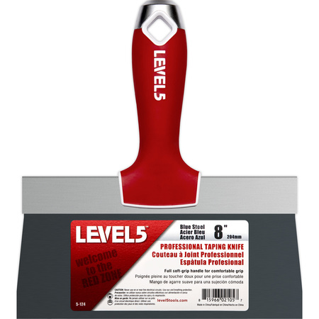 LEVEL 5 TOOLS Taping Knife, BS, Soft Grip, 8 5-124