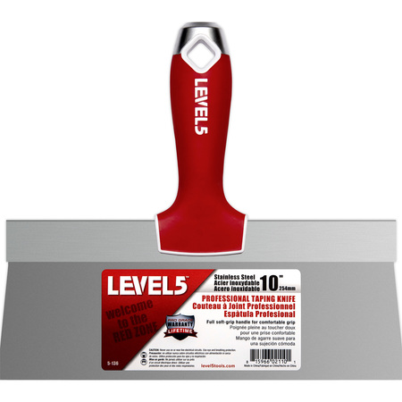 LEVEL 5 TOOLS Taping Knife, SS, Soft Grip, 10 5-136