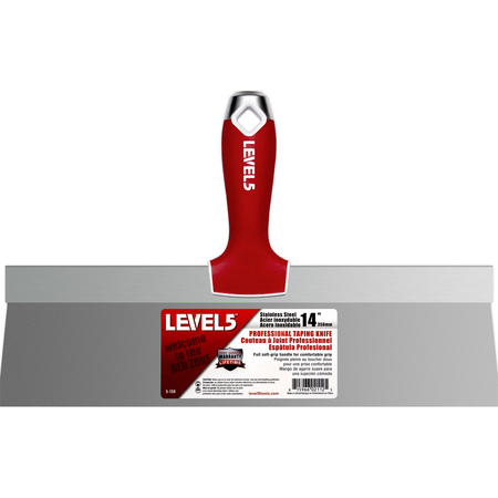 Level 5 Tools Taping Knife, SS, Soft Grip, 14 5-138