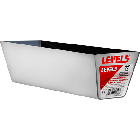 LEVEL 5 TOOLS Mud Pan, Stainless Steel, 12 5-332