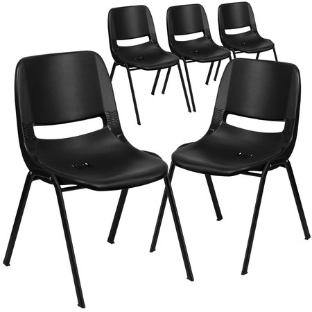 Flash Furniture Black Stack Chair-Black Frame 5-RUT-12-PDR-BLACK-GG
