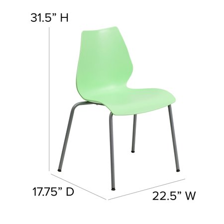 Flash Furniture Green Plastic Stack Chair 5-RUT-288-GREEN-GG