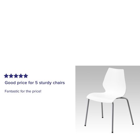 Flash Furniture White Plastic Stack Chair 5-RUT-288-WHITE-GG
