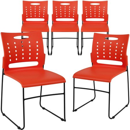 Flash Furniture Orange Plastic Stack Chair 5-RUT-2-OR-GG