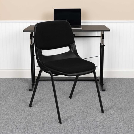 Flash Furniture Black Plastic Pad Stack Chair 5-RUT-EO1-01-PAD-GG