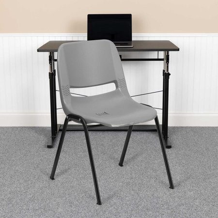 Flash Furniture Gray Plastic Stack Chair 5-RUT-EO1-GY-GG