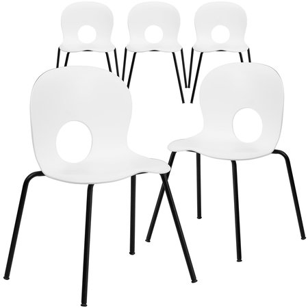 FLASH FURNITURE White Plastic Stack Chair 5-RUT-NC258-WHITE-GG