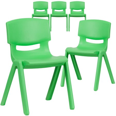 Flash Furniture Green Plastic Stackable School Chair with 13.25" Seat Height 5-YU-YCX-004-GREEN-GG