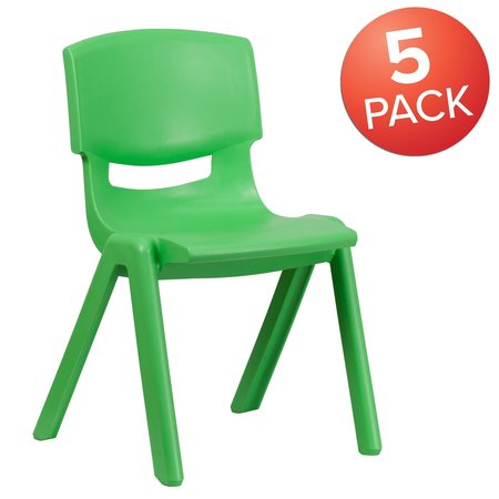 Flash Furniture Green Plastic Stackable School Chair with 15.5" Seat Height 5-YU-YCX-005-GREEN-GG