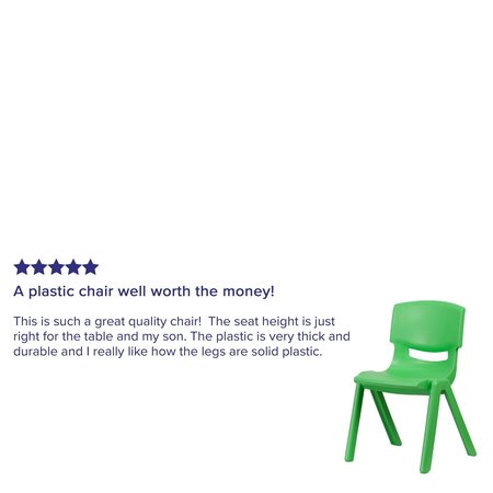 Flash Furniture Green Plastic Stackable School Chair with 15.5" Seat Height 5-YU-YCX-005-GREEN-GG