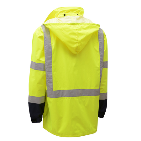 Gss Safety Class 3 Premium Hooded Rain Jacket, Black 6003-2XL/3XL