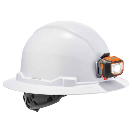 Ergodyne White Class E Hard Hat Full Brim Ratchet 8971-LED