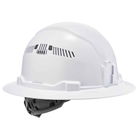 ERGODYNE White Class C Hard Hat Full Brim Vented 8973