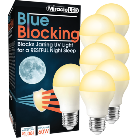 MIRACLE LED Blue Blocking Amber Glow LED Night Time Sleep Bulb Replace 60W 602107