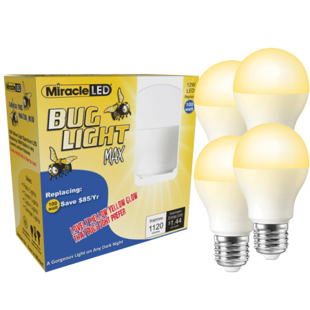 MIRACLE LED Bug Light MAX Yellow Amber Glow Replace 100w for Porch & Patio 602162