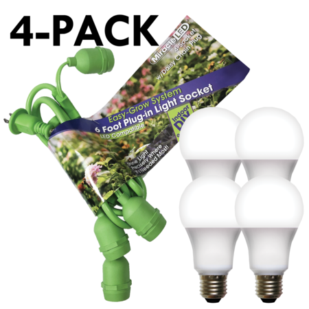 MIRACLE LED LED Grow Light Cord System 4 Socket & LED White Grow Light Kit 20 Pcs Kit 602260