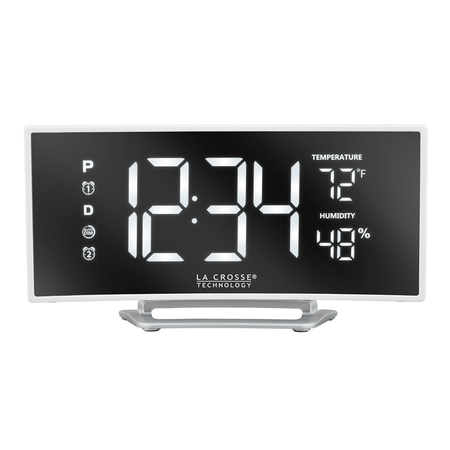 La Crosse Technology Crv Mirror LED Alarm Clock, Temp, USB Port 602-249