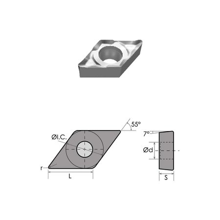 HHIP DCGX 32.51 LH Carbide Insert For Aluminum 6055-0221