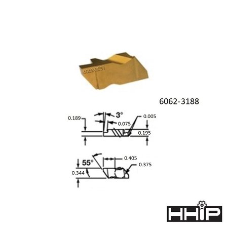 Hhip T/NG-3189R C5 Coated Right Hand Grooving Carbide Insert 6062-3188