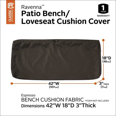 Classic Accessories Ravenna Patio Cushion Slipcover, Espresso, 42 60-361-016601-RT