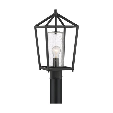 NUVO Hopewell - 1-Light - Post Lantern - Matte Black Finish with Clear Seeded Glass 60/6595