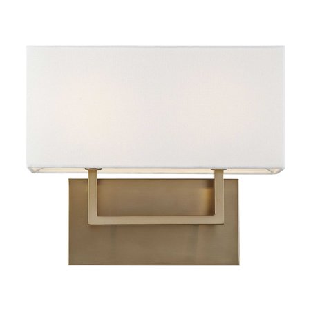 Tribeca 2-Light Vanity - Burnished Brass Finish With White Linen Shade