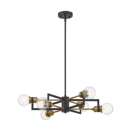 NUVO Intention 6-Light Chandelier - Warm Brass and Black Finish 60/6976