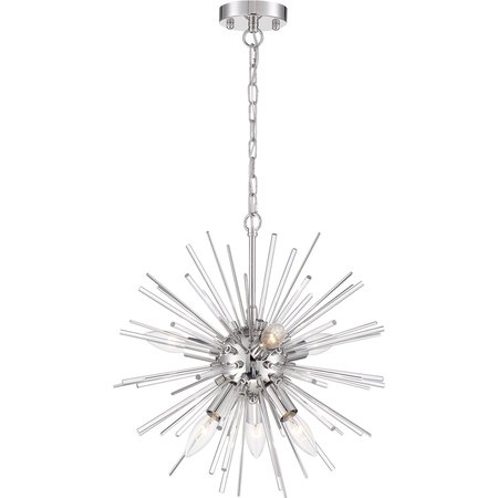 NUVO Cirrus 8-Light Chandelier - Polished Nickel Finish with Glass Rods 60/6993