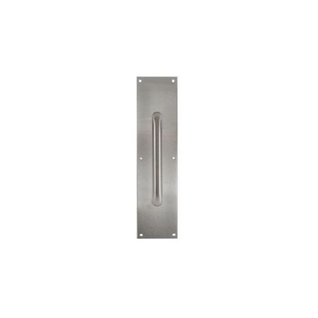 TRIMCO Square Corner Pull Plate with 8" 1195 Pull Satin Chrome 3-1/2"x15" 1018-2.626