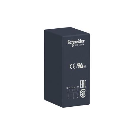 SCHNEIDER ELECTRIC Plug-In Relay, 250VAC, 8A, Rsb + Options, 120V AC Coil Volts, 2 C/O RSB2A080F7