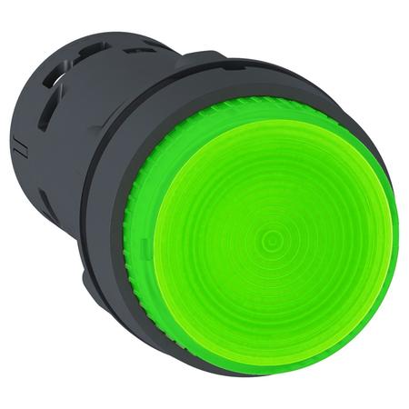 SCHNEIDER ELECTRIC Monolithic illuminated push button, Harmony XB7, plastic, green, 22mm, integral LED, spring return, 24V AC DC, 1NO XB7NW33B1