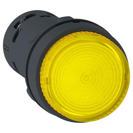 Schneider Electric Monolithic illuminated push button, Harmony XB7, plastic, yellow, 22mm, integral LED, spring return, 24V AC DC, 1NO XB7NW38B1
