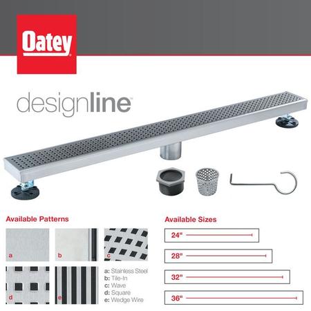 Oatey Designline™ 32 in. Stainless Steel Linear Shower Drain Square Grate DLS2320R2