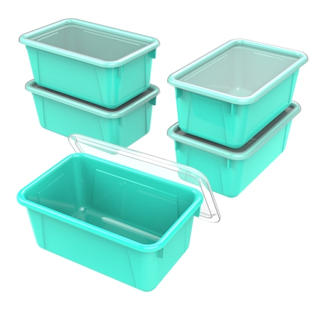 Storex Cubby Storage Bin, Teal, 5 PK 62412U05C