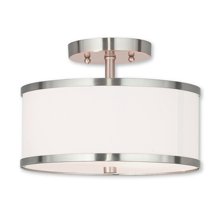 LIVEX LIGHTING Park Ridge 2 Light Brushed Nickel Ceiling Mount 62626-91