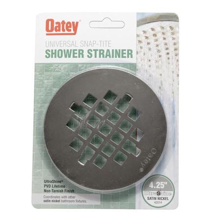 Oatey 4-1/4" Pipe Dia., Stainless Steel, Floor, Snap-Tite Designer Finish Strainer 42014