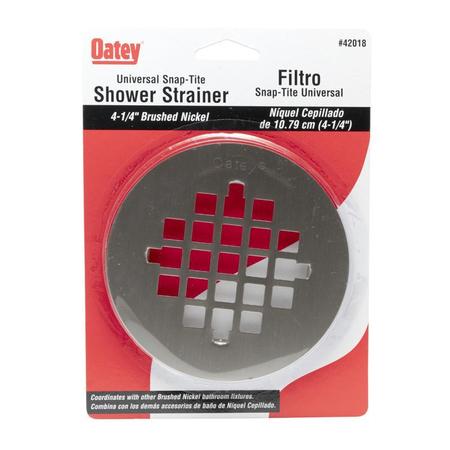 Oatey 4-1/4" Pipe Dia., Stainless Steel, Floor, Snap-Tite Designer Finish Strainer 42018