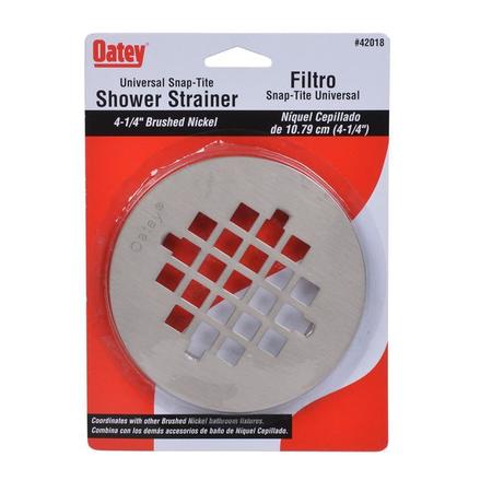 Oatey 4-1/4" Pipe Dia., Stainless Steel, Floor, Snap-Tite Designer Finish Strainer 42018