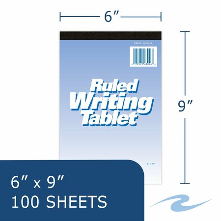 Roaring Spring Case of Writing Tablets, 6"x9", Wide Ruled, 100 Sheets/Pad, Fits in a Standard 6 3/4″ Size Envelope. 63046cs