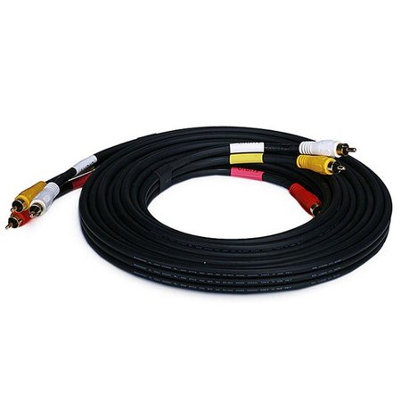 Monoprice Triple RCA Dubbing Cable, RG59U, 15 ft. 6308