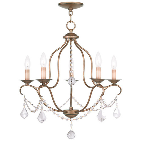 LIVEX LIGHTING Chesterfield 5 Light Antique Gold Leaf Chandelier 6435-48