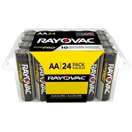 Rayovac UltraPro AA Alkaline Battery, 1.5V DC, 24 Pack ALAA24PP