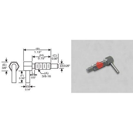 S & W MANUFACTURING L-Handle Lock, Nose P, 3/8-16", .75" SLLW-2