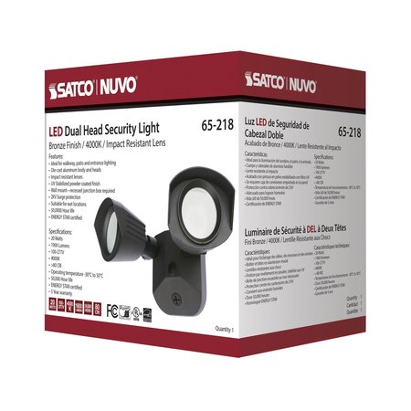 Nuvo Lighting LED Security-Light - Dual Head - Bronze Finish - 4000K 65/218